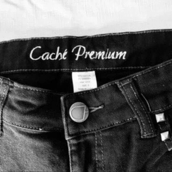 Cache Premium Black Studded Jeans size 6 - Picture 4 of 6